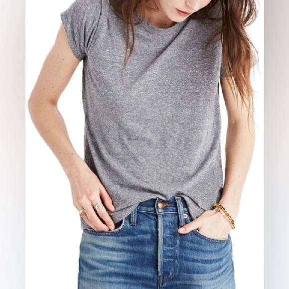Madewell Ex Boyfriend Triblend Tee Shirt Short Sleeve Relaxed Fit Grey XXS NWT - Picture 1 of 7